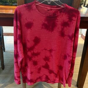 Lululemon Lab Wool Blend Tie-Die Long Sleeve Shirt, Men’s L, Red.